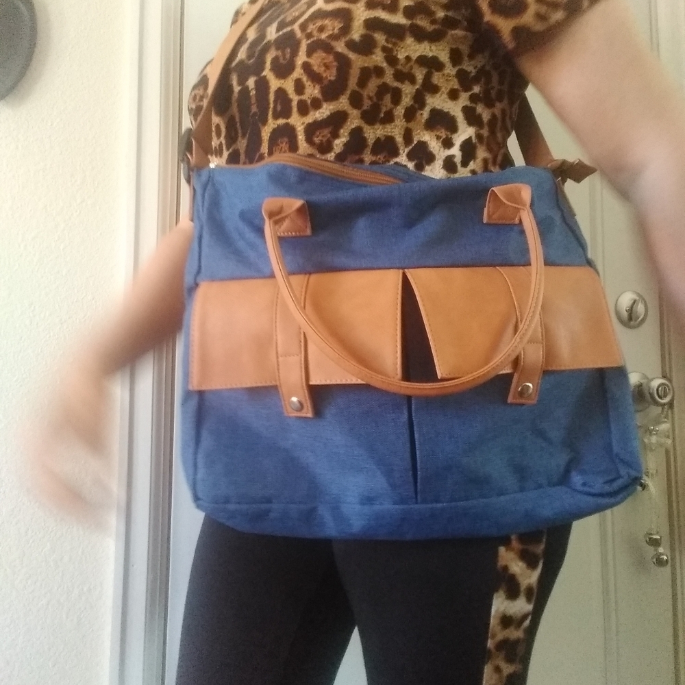 Jeans Fabric Faux Leather Bag New no Tags